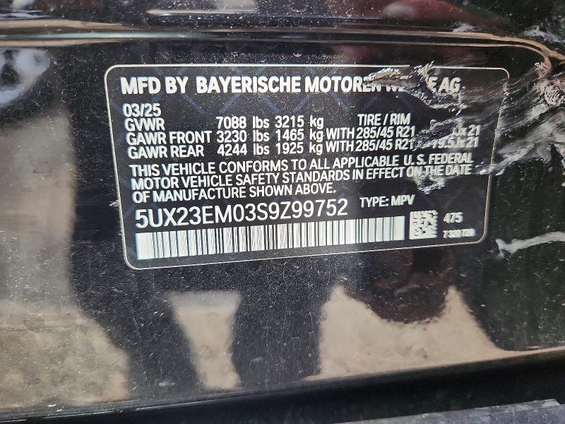 Aukcja sprzedaży 2025 Bmw X7, vin: 5UX23EM03S9Z99752, numer aukcji: 64009226
