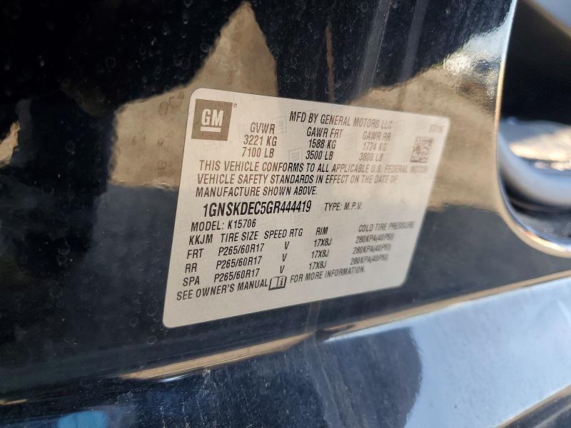64276156 :رقم المزاد ، 1GNSKDEC5GR444419 vin ، 2016 Chevrolet Tahoe مزاد بيع