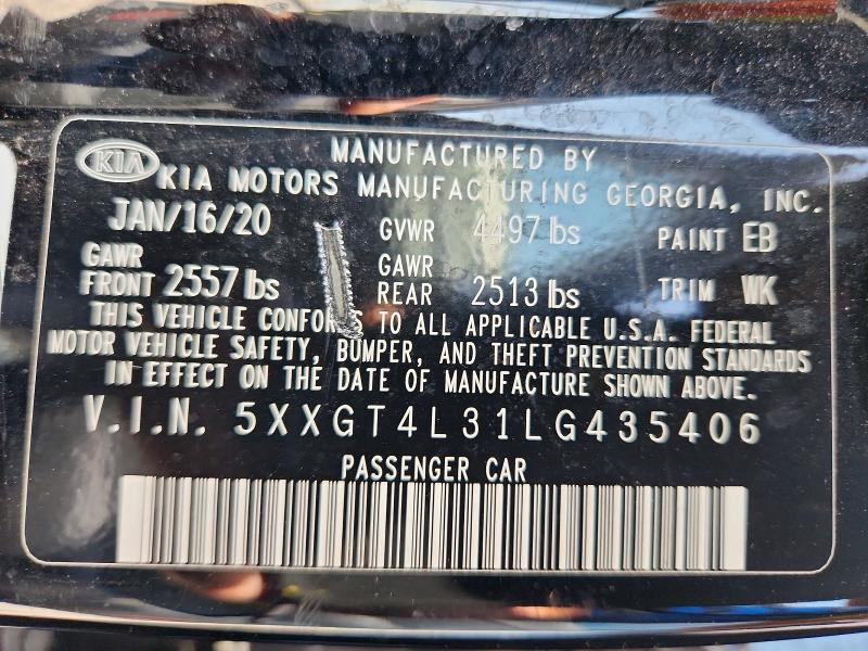 Продажа на аукционе авто 2020 Kia Optima, vin: 5XXGT4L31LG435406, номер лота: 63543126