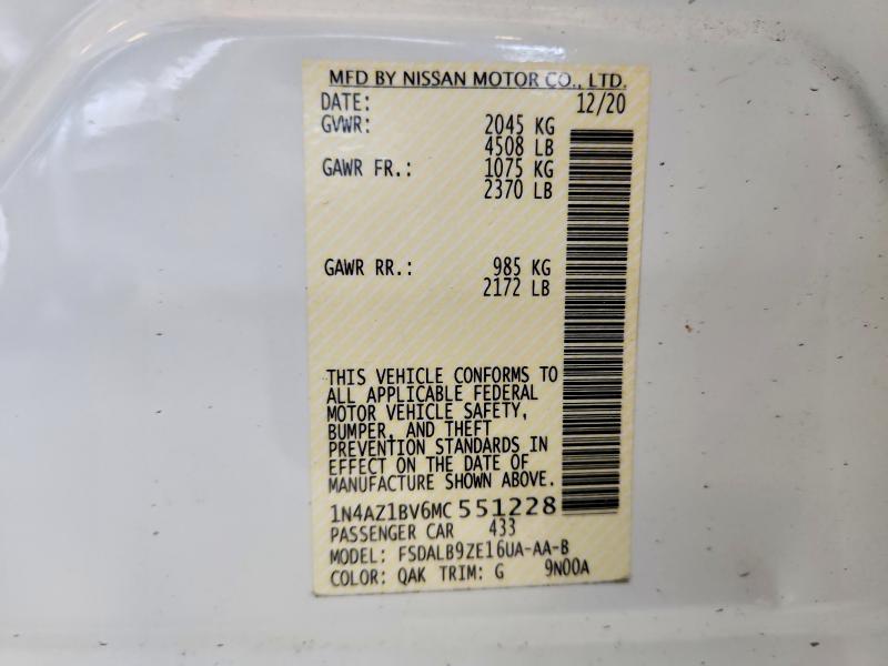 Продажа на аукционе авто 2021 Nissan Leaf, vin: 1N4AZ1BV6MC551228, номер лота: 63241326