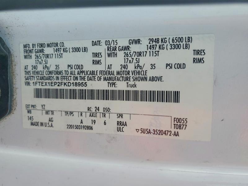 Aukcja sprzedaży 2015 Ford F150, vin: 1FTEX1EP2FKD18955, numer aukcji: 63951986