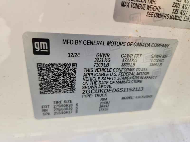 Продаж на аукціоні авто 2025 Chevrolet Silverado, vin: 2GCUKDED6S1152113, номер лоту: 65436606