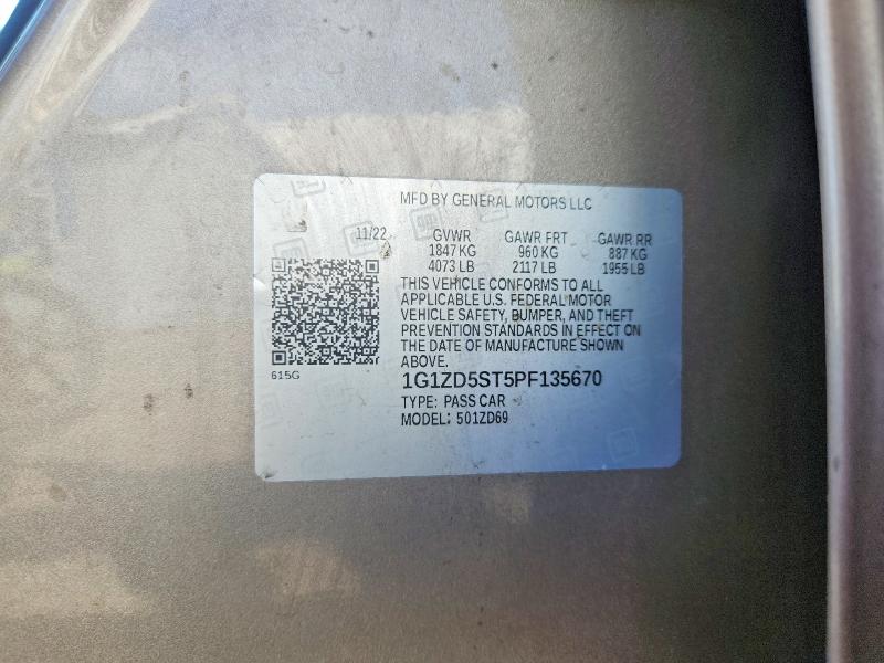 Aukcja sprzedaży 2023 Chevrolet Malibu, vin: 1G1ZD5ST5PF135670, numer aukcji: 64627816