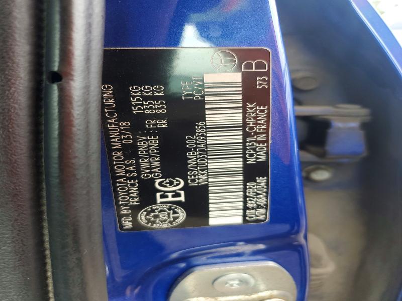 Продажа на аукционе авто 2018 Toyota Yaris, vin: VNKKTUD37JA093856, номер лота: 61943886