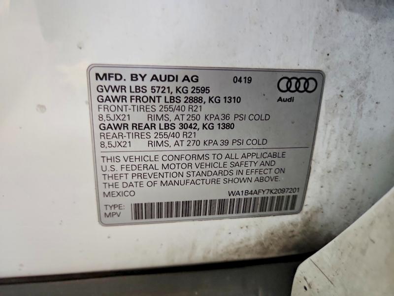 Продажа на аукционе авто 2019 Audi Sq5, vin: WA1B4AFY7K2097201, номер лота: 66734336