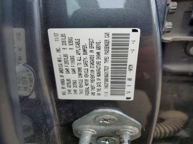 Aukcja sprzedaży 2008 Honda Accord, vin: 1HGCP36818A017727, numer aukcji: 63663686