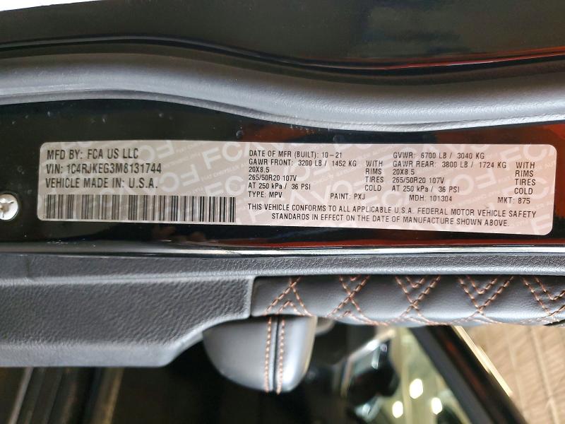 Продаж на аукціоні авто 2021 Jeep Grand Cherokee, vin: 1C4RJKEG3M8131744, номер лоту: 63441316