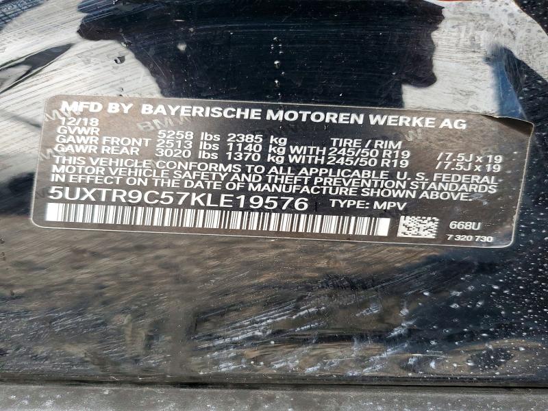 65342386 :رقم المزاد ، 5UXTR9C57KLE19576 vin ، 2019 Bmw X3 مزاد بيع