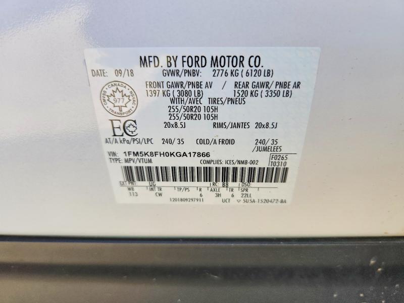 Aukcja sprzedaży 2019 Ford Explorer, vin: 1FM5K8FH0KGA17866, numer aukcji: 67147636