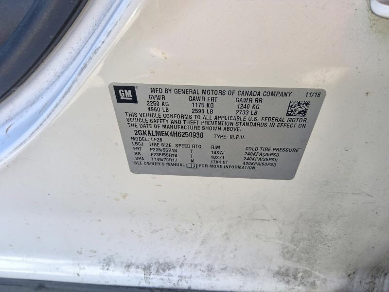 2017 Gmc Terrain მანქანა იყიდება აუქციონზე, vin: 2GKALMEK4H6250930, აუქციონის ნომერი: 66181256