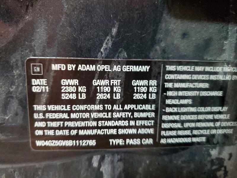 2011 Buick Regal მანქანა იყიდება აუქციონზე, vin: W04GZ5GV8B1112765, აუქციონის ნომერი: 65853226