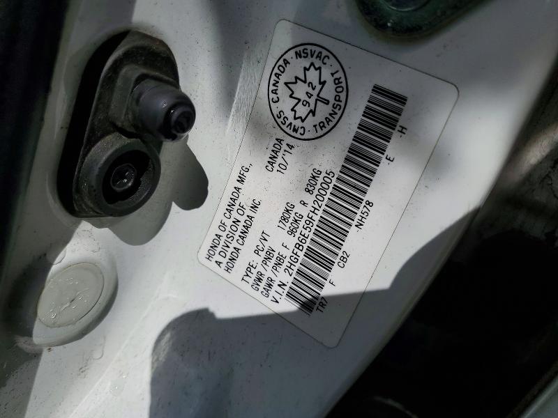 Продаж на аукціоні авто 2015 Honda Civic, vin: 2HGFB6E59FH200005, номер лоту: 62629586