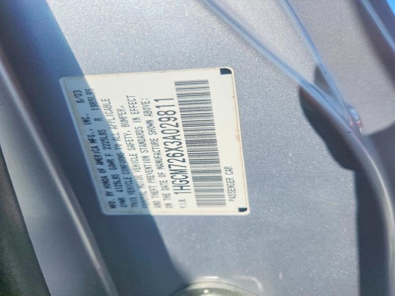 Продаж на аукціоні авто 2003 Honda Accord, vin: 1HGCM726X3A029811, номер лоту: 65155236