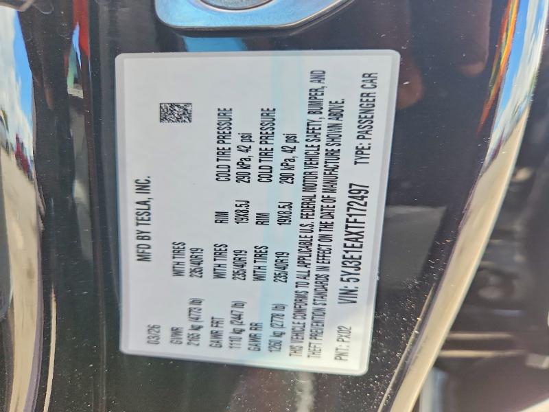 Aukcja sprzedaży 2026 Tesla Model 3, vin: 5YJ3E1EAXTF172497, numer aukcji: 62636886