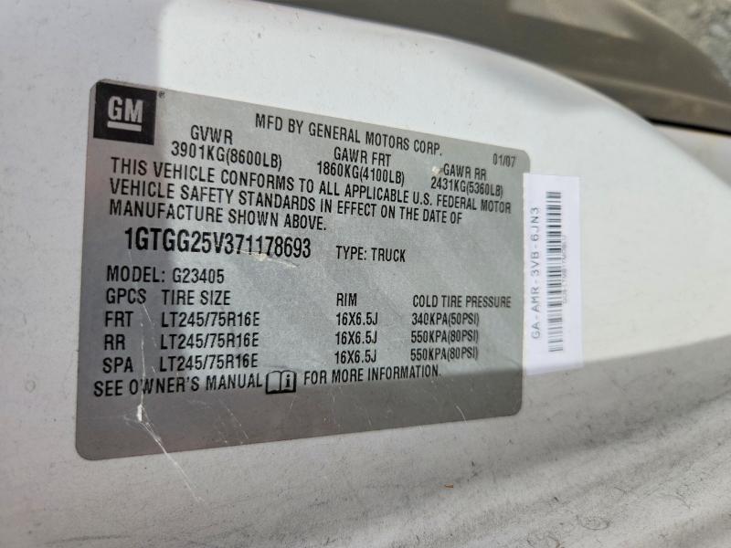 64993816 :رقم المزاد ، 1GTGG25V371178693 vin ، 2007 Gmc Savana مزاد بيع