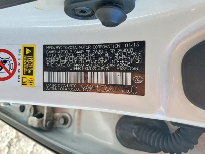 Aukcja sprzedaży 2013 Lexus Es, vin: JTHBK1GG3D2043509, numer aukcji: 63868806