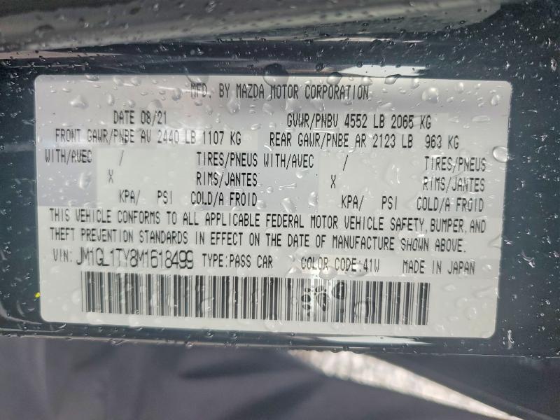 63612476 :رقم المزاد ، JM1GL1TY8M1618499 vin ، 2021 Mazda 6 مزاد بيع