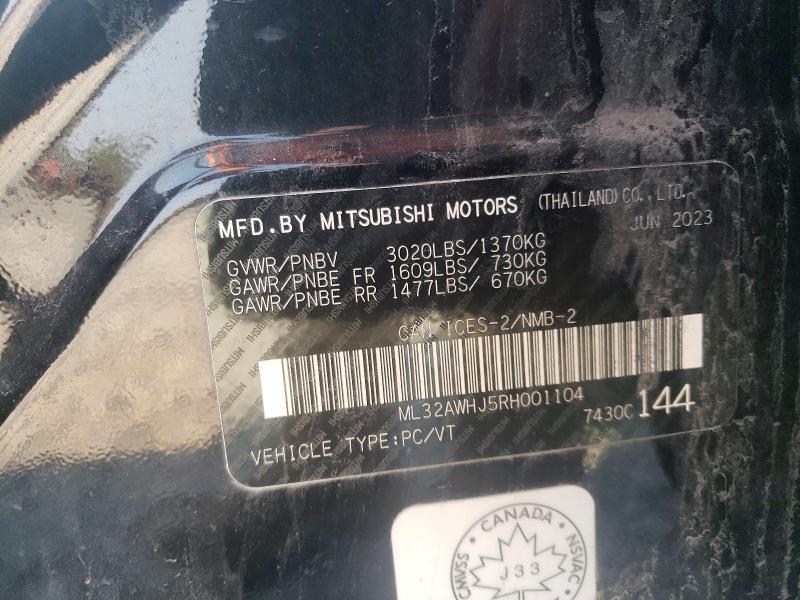 2024 Mitsubishi Mirage მანქანა იყიდება აუქციონზე, vin: ML32AWHJ5RH001104, აუქციონის ნომერი: 63639376