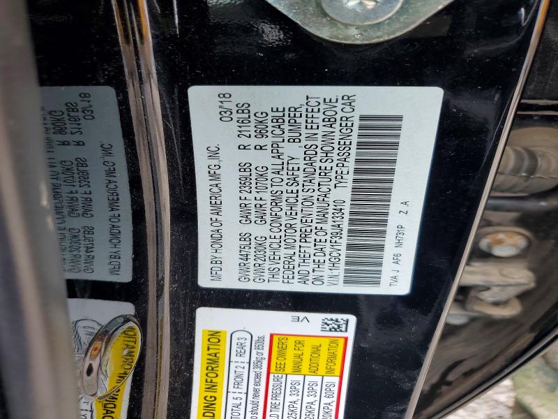 Продажа на аукционе авто 2018 Honda Accord, vin: 1HGCV1F39JA133410, номер лота: 63159126