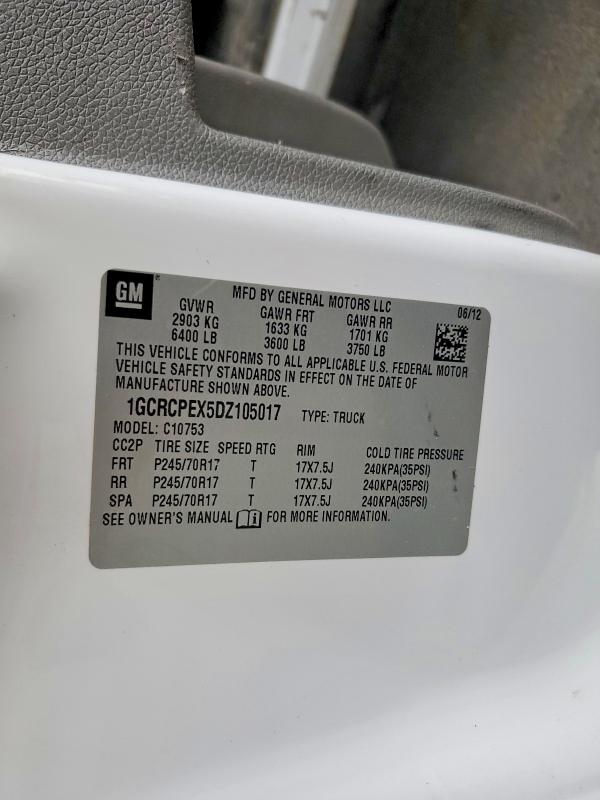 61449566 :رقم المزاد ، 1GCRCPEX5DZ105017 vin ، 2013 Chevrolet Silverado مزاد بيع