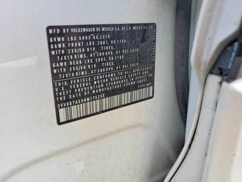 Продажа на аукционе авто 2022 Volkswagen Tiguan, vin: 3VV8B7AX6NM175294, номер лота: 65996346