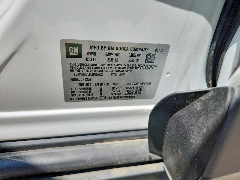 64595966 :رقم المزاد ، KL4MMDSL9LB106602 vin ، 2020 Buick Encore Gx مزاد بيع