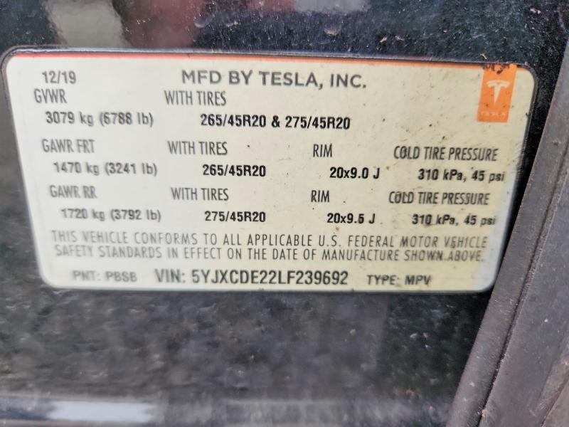 Aukcja sprzedaży 2020 Tesla Model X, vin: 5YJXCDE22LF239692, numer aukcji: 65648386