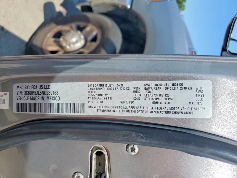 2022 Ram 2500 მანქანა იყიდება აუქციონზე, vin: 3C6UR5JL5NG239163, აუქციონის ნომერი: 64917996