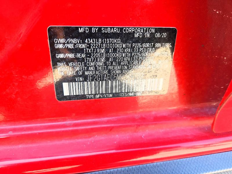 Aukcja sprzedaży 2021 Subaru Crosstrek, vin: JF2GTAEC5M8246789, numer aukcji: 63801496