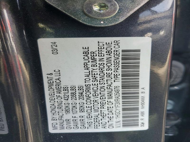 Aukcja sprzedaży 2024 Honda Accord, vin: 1HGCY1F3XRA054976, numer aukcji: 66239786