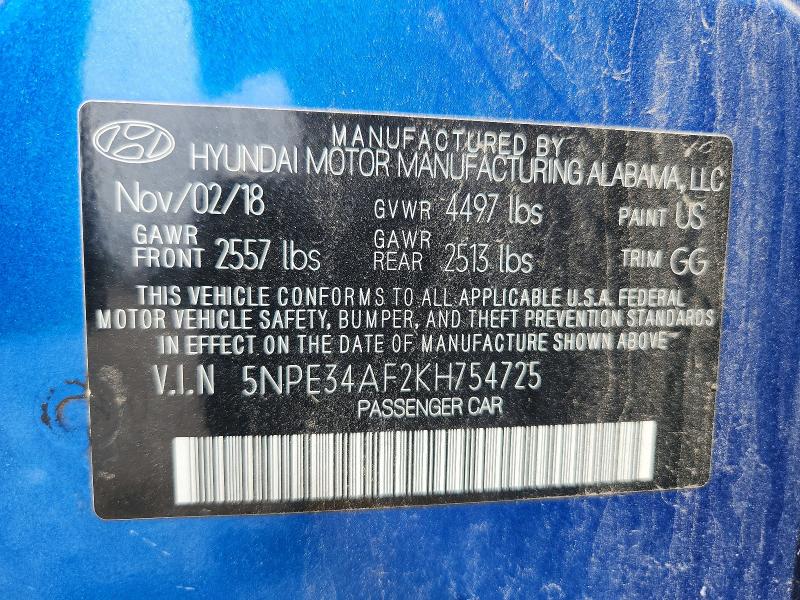 Aukcja sprzedaży 2019 Hyundai Sonata, vin: 5NPE34AF2KH754725, numer aukcji: 63799016