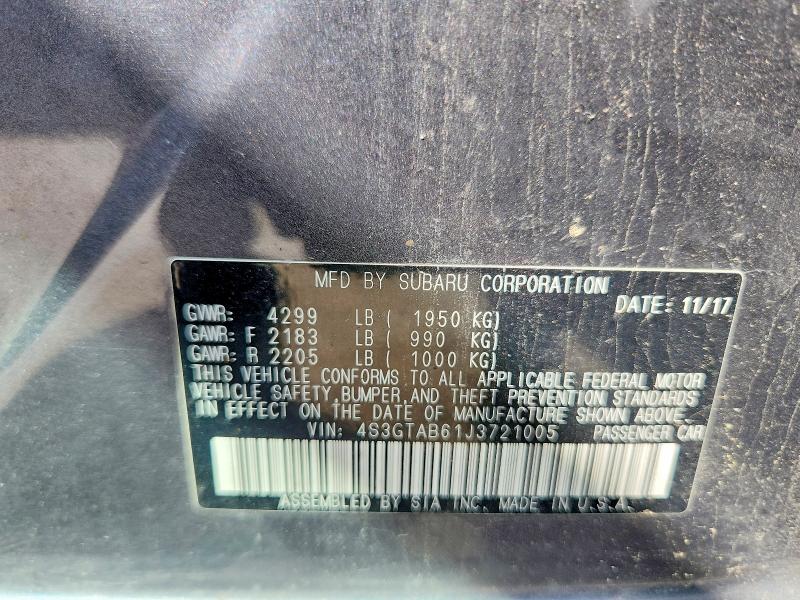 Aukcja sprzedaży 2018 Subaru Impreza, vin: 4S3GTAB61J3721005, numer aukcji: 67295636
