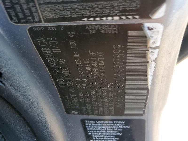 Продажа на аукционе авто 2004 Bmw 325, vin: WBAEV33404KR27899, номер лота: 66263666