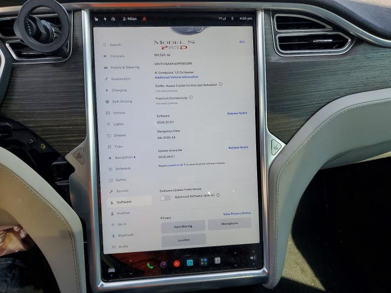 65498696 :رقم المزاد ، 5YJSA4H44FF081289 vin ، 2015 Tesla Model S مزاد بيع