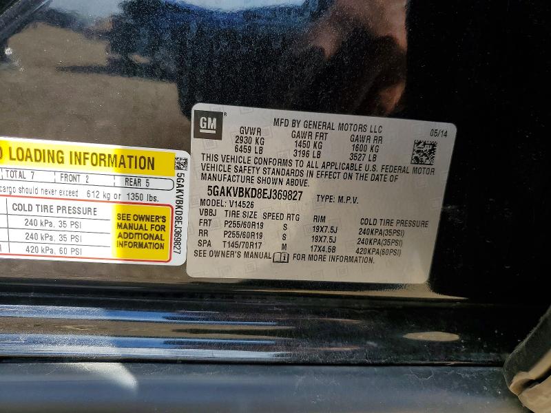 2014 Buick Enclave მანქანა იყიდება აუქციონზე, vin: 5GAKVBKD8EJ369827, აუქციონის ნომერი: 66235986