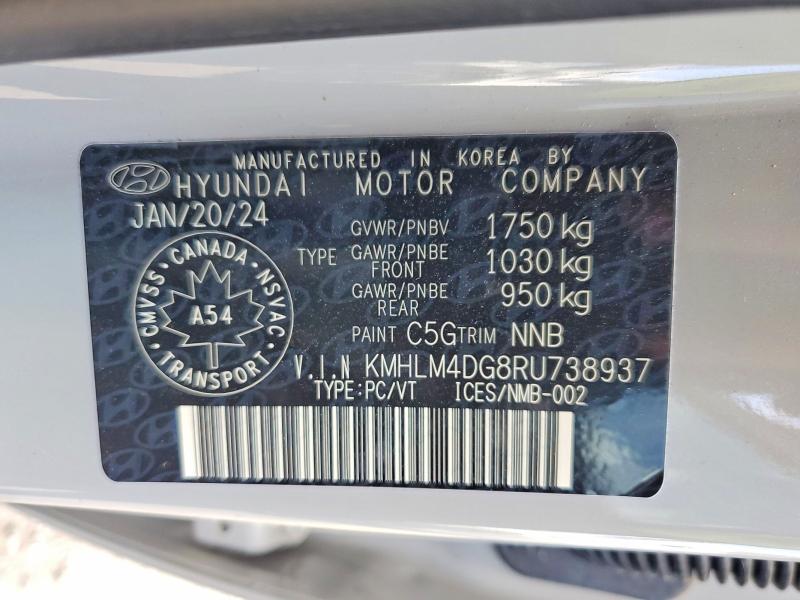 66365596 :رقم المزاد ، KMHLM4DG8RU738937 vin ، 2024 Hyundai Elantra مزاد بيع