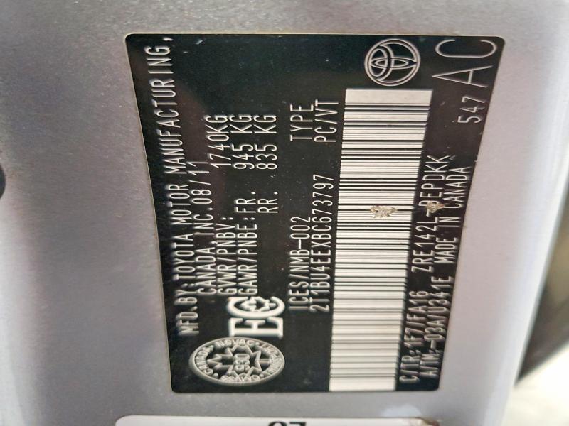 Aukcja sprzedaży 2011 Toyota Corolla, vin: 2T1BU4EEXBC673797, numer aukcji: 65508706