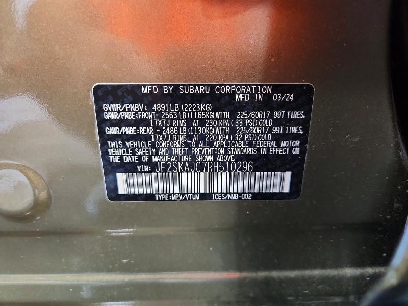 Продаж на аукціоні авто 2024 Subaru Forester, vin: JF2SKAJC7RH510296, номер лоту: 65886046