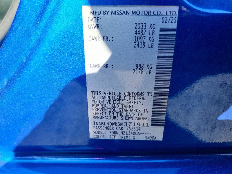66268536 :رقم المزاد ، 1N4BL4DW6SN371911 vin ، 2025 Nissan Altima مزاد بيع