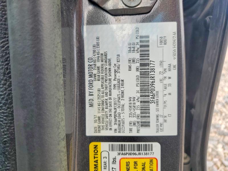 Продажа на аукционе авто 2018 Ford Fusion, vin: 3FA6P0D96JR138177, номер лота: 65933446