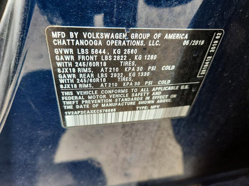 Продажа на аукционе авто 2019 Volkswagen Atlas, vin: 1V2AP2CAXKC576565, номер лота: 66019526