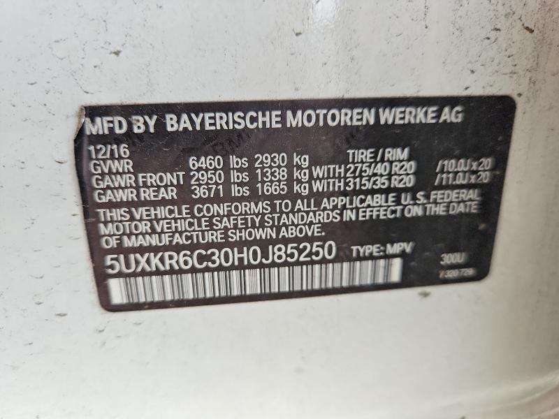 65267256 :رقم المزاد ، 5UXKR6C30H0J85250 vin ، 2017 Bmw X5 مزاد بيع