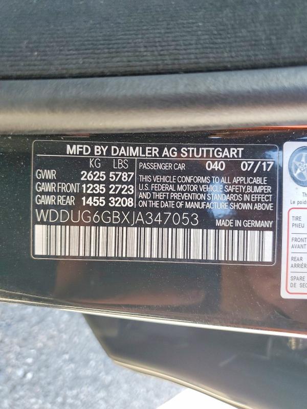 2018 Mercedes-benz S მანქანა იყიდება აუქციონზე, vin: WDDUG6GBXJA347053, აუქციონის ნომერი: 64504826