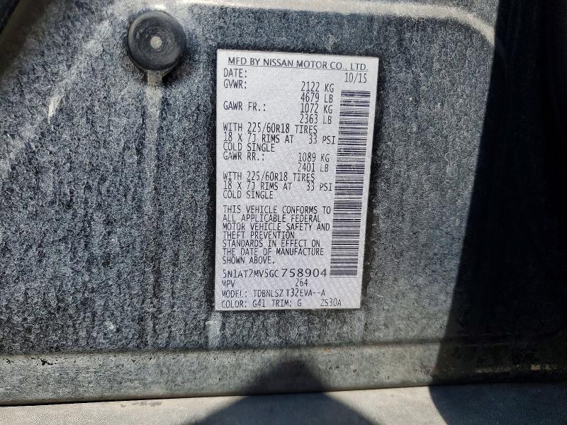 63046086 :رقم المزاد ، 5N1AT2MV5GC758904 vin ، 2016 Nissan Rogue مزاد بيع