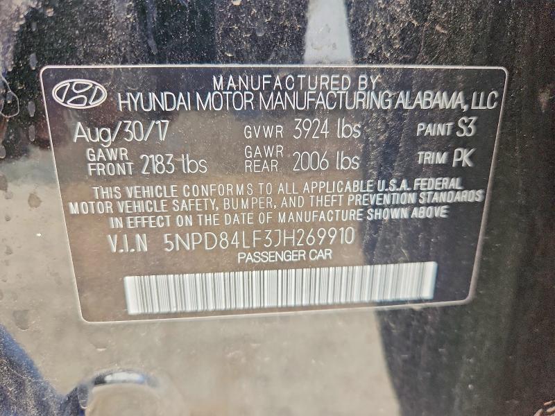 65519756 :رقم المزاد ، 5NPD84LF3JH269910 vin ، 2018 Hyundai Elantra مزاد بيع