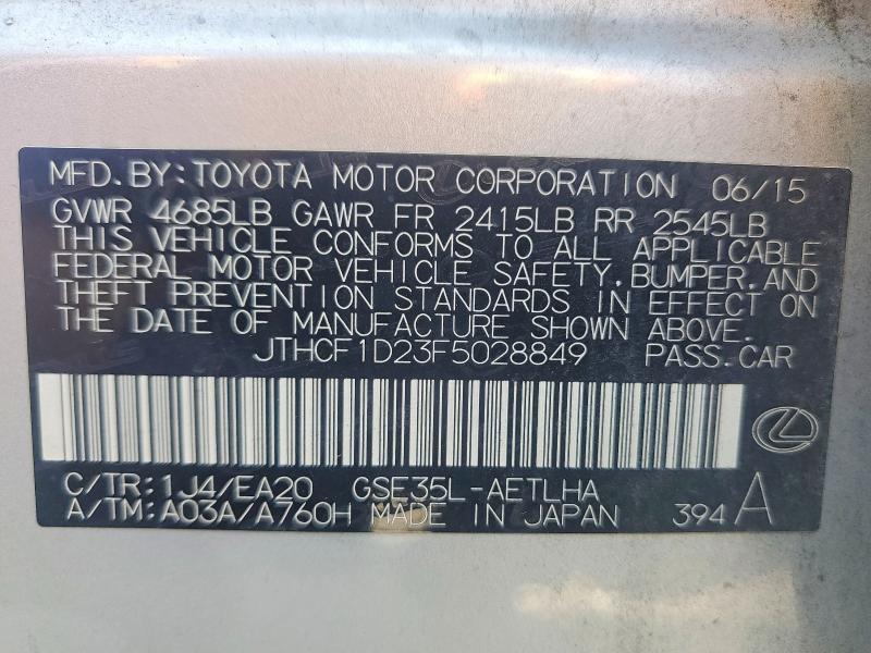 Aukcja sprzedaży 2015 Lexus Is, vin: JTHCF1D23F5028849, numer aukcji: 66843216