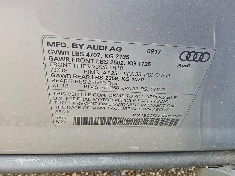 Продажа на аукционе авто 2018 Audi Q3, vin: WA1BCCFSXJR012187, номер лота: 65338406