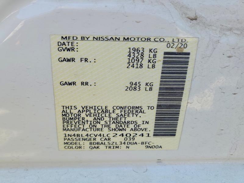 64501846 :رقم المزاد ، 1N4BL4CV4LC240241 vin ، 2020 Nissan Altima مزاد بيع