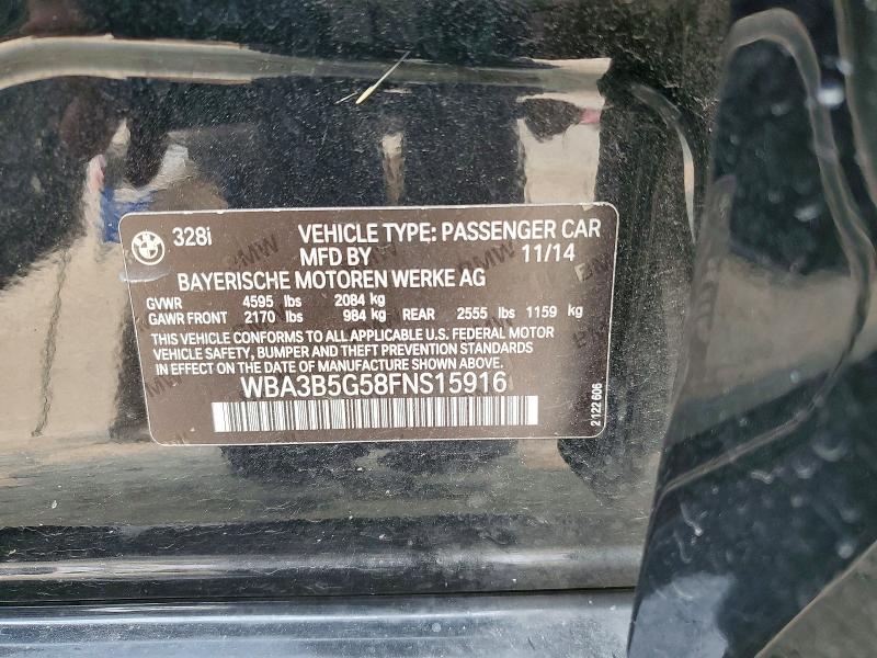 63605176 :رقم المزاد ، WBA3B5G58FNS15916 vin ، 2015 Bmw 328 مزاد بيع