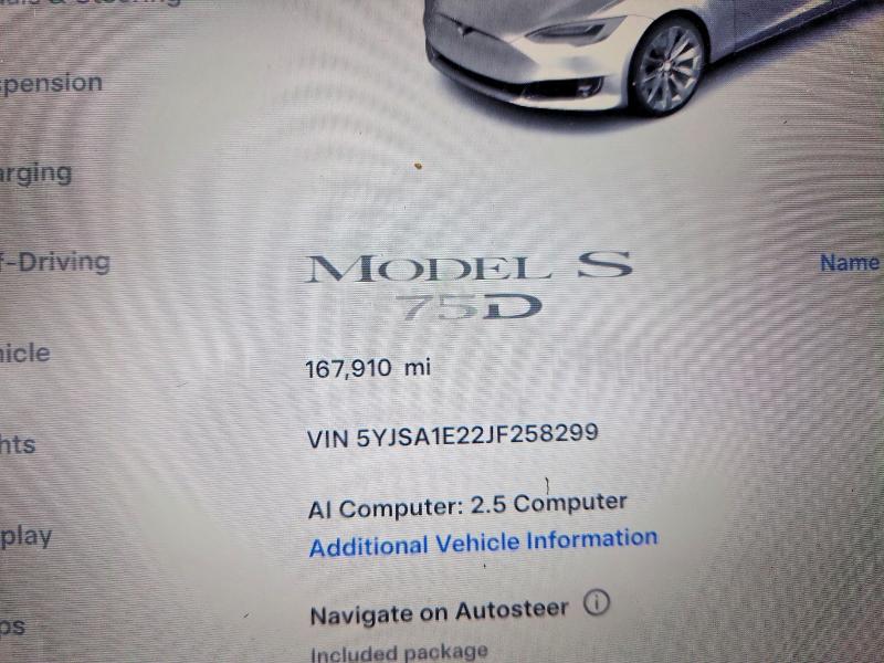 64373136 :رقم المزاد ، 5YJSA1E22JF258299 vin ، 2018 Tesla Model S مزاد بيع